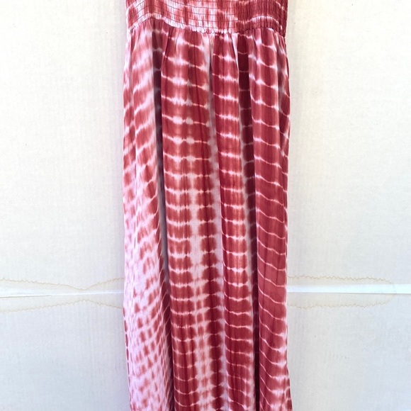 NWT Bluivy Womens small rust red bamboo tie dye plunge short sleeve maxi dress - Picture 6 of 10